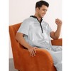 Lars Amadeus Men's Band Collar Short Sleeves Contrast Color Nightshirt - 2 of 4
