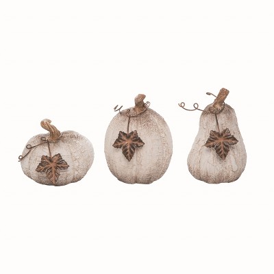 Transpac Resin White Harvest Texture Pumpkin Set of 3