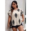 I AM A FASHION JUNKY Plus Printed Ruffle Hem Wide Round Neck Blouse - 3 of 4