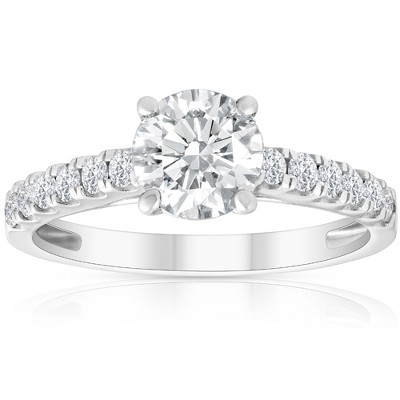 Pompeii3 1 1/2 Ct Lab Created Diamond Ring With Accents 14k White Gold