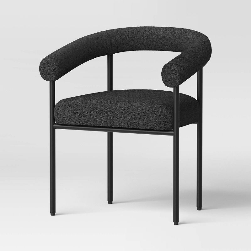 Upholstered Barrel Dining Chair Black - Threshold™, 1 of 9