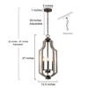 LNC Quaint 3-Light 12.5" Farmhouse Lantern  Mini Chandelier, Rustic Bronze and Distressed Grayish White Wood - 3 of 4