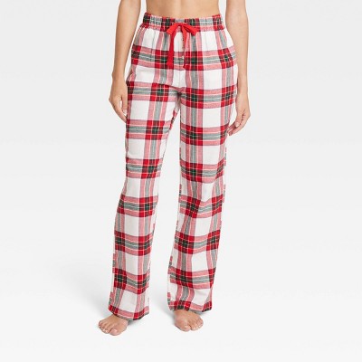 Women's Plaid Flannel Pajama Shorts - Stars Above™ Cream/gray M