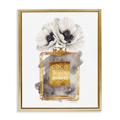 Stupell Industries Poppy Perfume Bouquet Black Framed Floater Canvas Wall Art