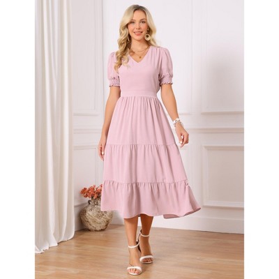 Женские платья INSPIRE CHIC Women's Summer Smocked Floral Tiered Beach Flowy Boho Maxi Dress X-Large Pink — фото 4