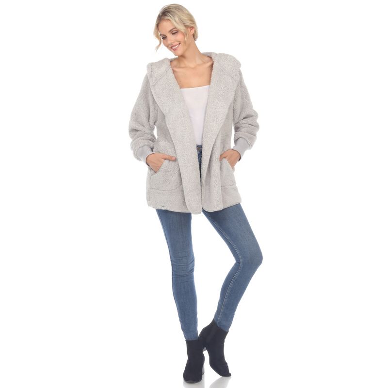 Women's Plush Hooded Cardigan with Pockets - White Mark, 4 of 6