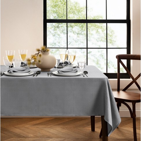 Laurel Solid Texture Water and Stain Resistant Tablecloth - 52 x 70 -  Gray - Elrene Home Fashions