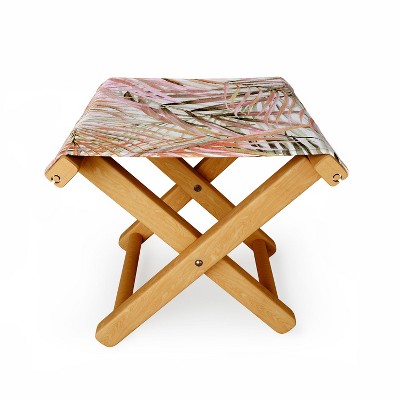 Marta Barragan Camarasa Pink Leaf Folding Stool - Deny Designs