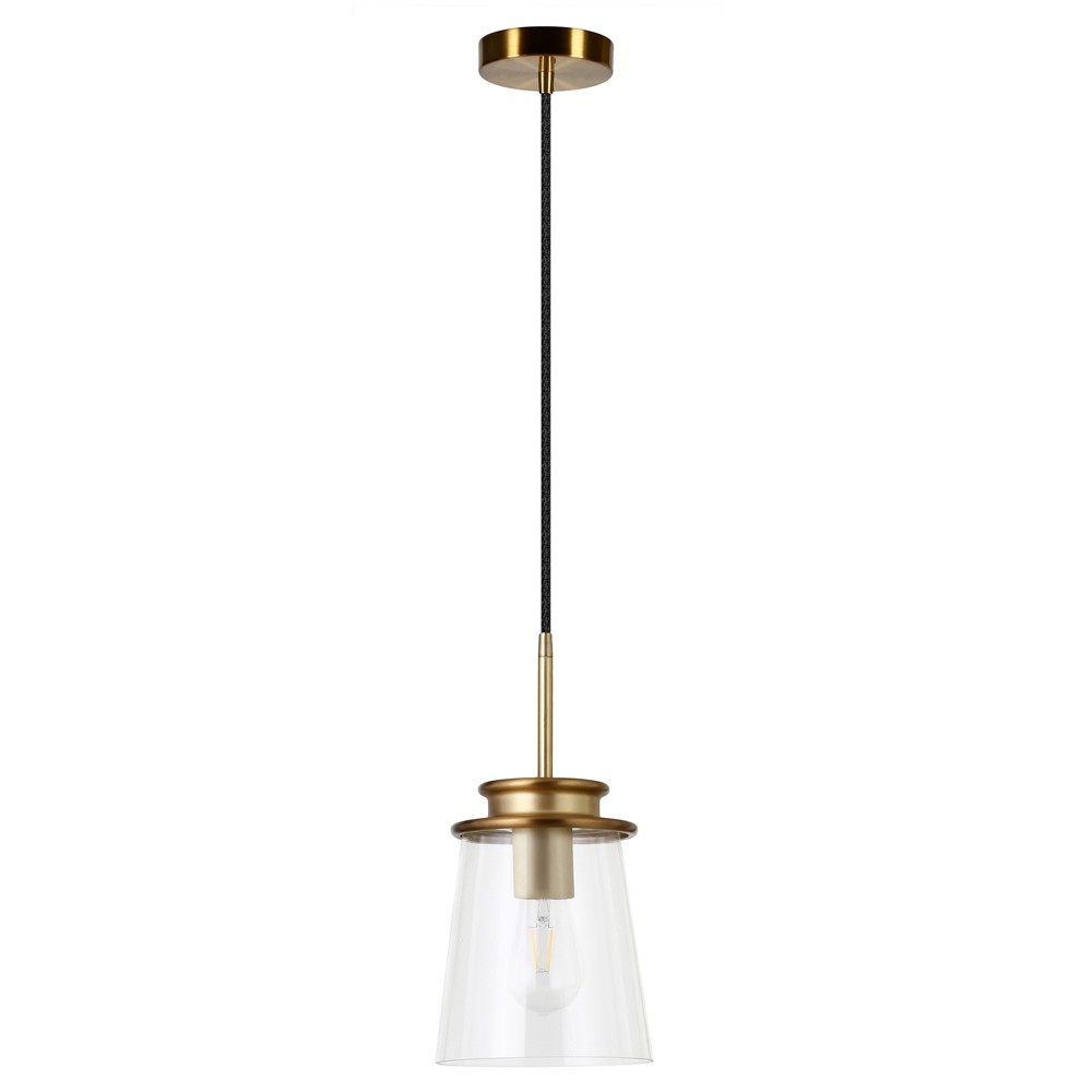 Hudson and Canal 7.12" Wide Pendant: Mid-Century Modern, Adjustable Cord, UL Listed, Metal/Glass