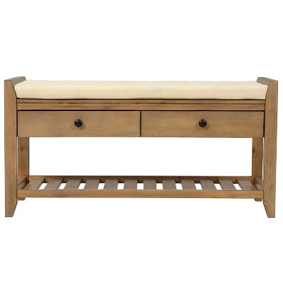 NicBex Modern 39" Storage Bench with 2 Drawers and Bottom Shelf for Entryway and Living Room