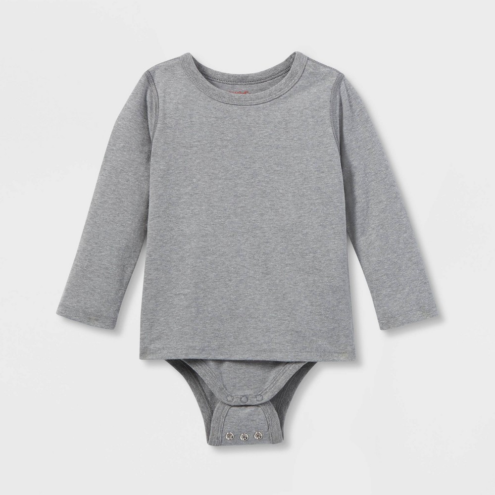 Toddler Kids' Adaptive Long Sleeve Bodysuit with Abdominal Access - Cat & Jack™ Gray 3T