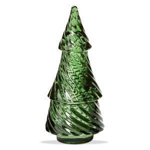 tag Glass Twist Tree Tealight Holder - Green Candle Holder for Tealight & Votive Candles - 6.25" H - Perfect for Christmas Decor - 1 of 3