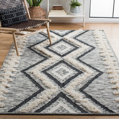 Tribal Elegance Hand-Knotted Black Wool 8' x 10' Area Rug
