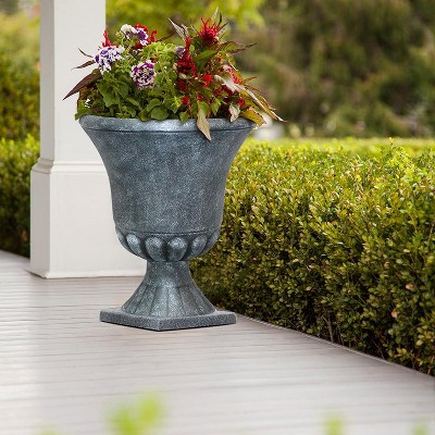 Winston 16 Inch Black Resin Outdoor Urn Planter