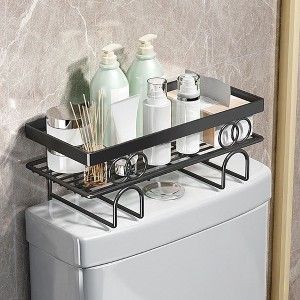 Over Toilet Storage Shelf, 1-Tier/2-Tier/3-Tier Bathroom Storage Organizer with No Drill Adhesive Hook, Metal Punch-Free Toilet Tank Organizer Rack - 1 of 4