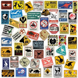 Jurassic World Caution Signs 50ct Vinyl Large Deluxe Stickers Variety Pack - 1 of 4