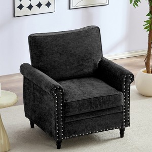 Mjkone Chenille Fabric Modern 3-Seater Sofa Couch/Loveseat Sofa/Single Sofa Armchair  with Rivet Design,Living Room Sofa - 1 of 4