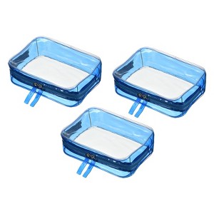 Unique Bargains PVC Travel Makeup Cosmetic Toiletry Pouch with Zipper 3 Pcs - 1 of 3