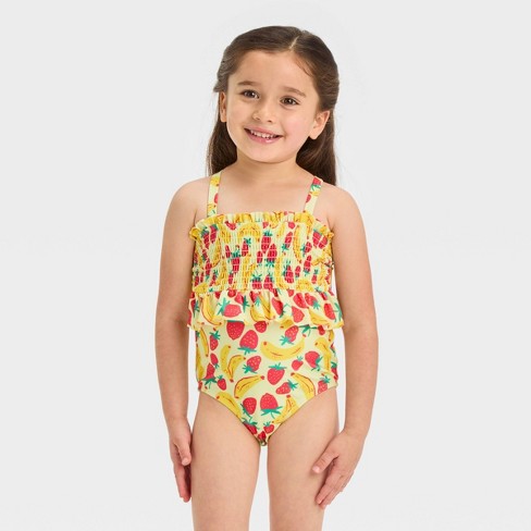 Baby Girls' Smocked One Piece Swimsuit - Cat & Jack™ Yellow 12m : Target