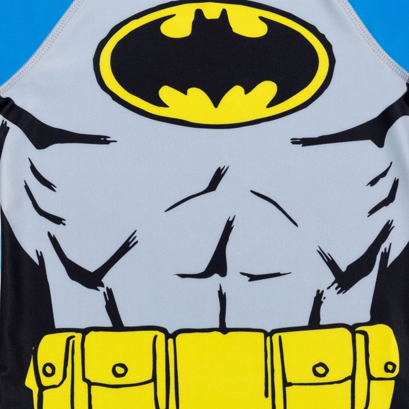 DC Comics Justice League Batman Toddler Boys Rash Guard and Swim Trunks Outfit Set, 4 of 8