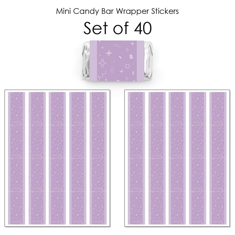 Big Dot of Happiness Purple Confetti Stars - Mini Candy Bar Wrapper Stickers - Simple Party Small Favors - 40 Count, 3 of 7