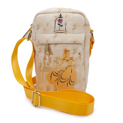 Disney Bag, Crossbody, Belle Flower Pose Silhouette and Rose, Yellows, Vegan Leather