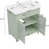 Grungis Modern Bathroom Vanity with Tempered Glass,Freestanding Bathroom Cabinet with Rubber Wood Legs and Soft Close Doors - 3 of 4