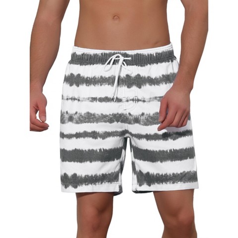 Lars Amadeus Men's Tie-dyed Pattern Elastic Waist Summer Swimming Shorts Black 28