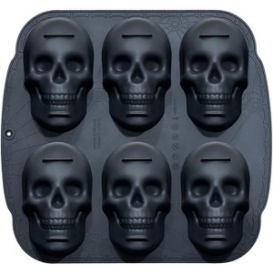 Aoibox 6 Cavity Skull Cake Pan and Silicone Mold for Baking, Perfect for Halloween and Birthday Treats, Easy Release and Dishwasher Safe - 1 of 4