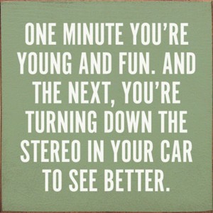 Slickblue Funny Aging Quote Wall Sign – “Turn Down Stereo to See” – Rustic 7x7 Wood Decor, Color Options - 1 of 3