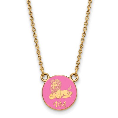 Black Bow Jewelry 14k Yellow Gold Plated Sterling Silver Phi Mu Greek Life Necklace 18 Inch