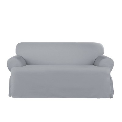 Heavy Weight Cotton Canvas T Cushion Loveseat Slipcover Pacific Blue ...