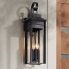 Franklin Iron Works Bransford 28 1/4" High Farmhouse Rustic Outdoor Wall Light Fixture Mount Porch House Scroll Black-Specked Gray Metal Glass Shade - 2 of 4