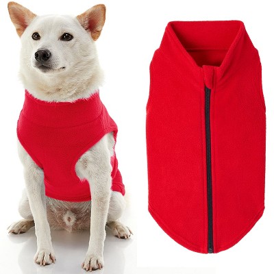 Gooby Zip Up Fleece Dog Sweater Red, 3X