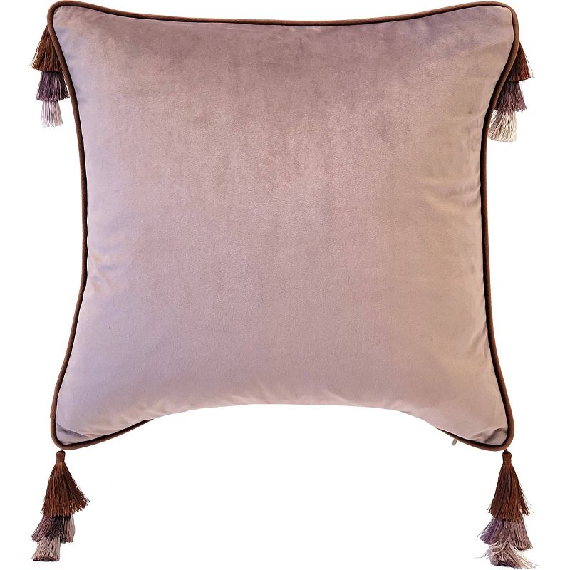 18.5"x18.5" Nolita Reversible Solid Velvet to Faux Linen Stacked Tassel Square Throw Pillow - Edie@Home, 1 of 6