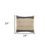 24" X 24" Black Tan And Taupe Jute Striped Zippered Pillow - 3 of 4