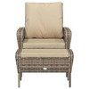 vidaXL Patio Lounge Chair with Footstool - Weather-Resistant Light Brown Poly Rattan, Steel Frame - 3 of 4