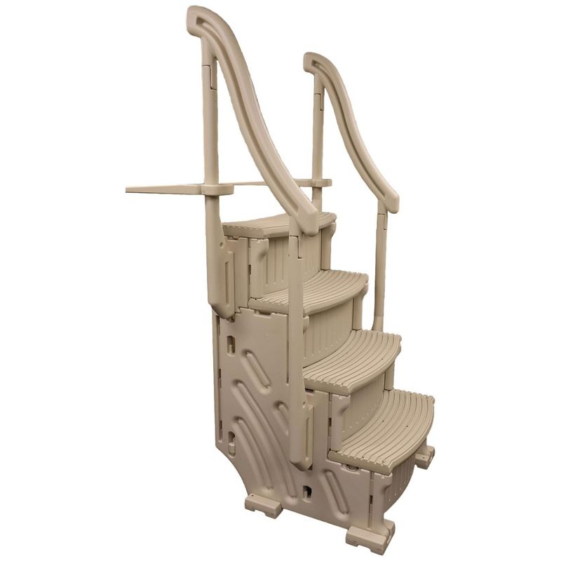 Confer Plastics CCX-AG 4 Step Above Ground Swimming Pool Ladder Stair Step Entry System with Handrails, Warm Grey Rails/Warm Grey Treads, 2 of 7