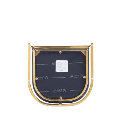 Set of 2 Black Leather and Gold Metal Barstools