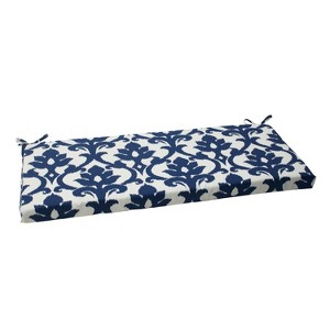 Outdoor Bench Cushion - Blue/White Damask - Pillow Perfect - 1 of 4