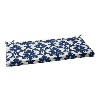 Outdoor Bench Cushion - Blue/White Damask - Pillow Perfect