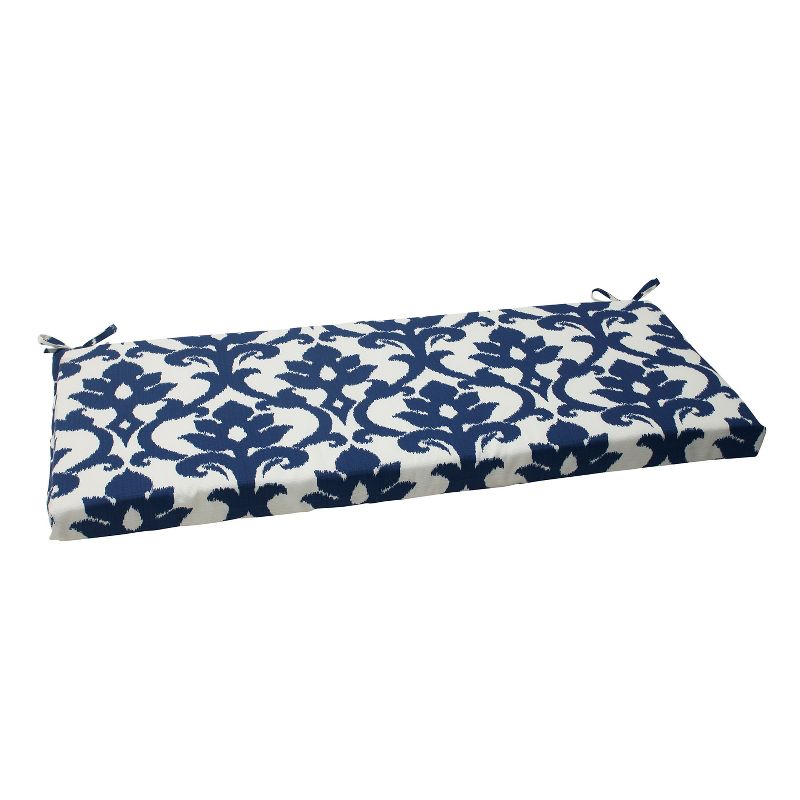 Outdoor Bench Cushion - Blue/White Damask - Pillow Perfect, 1 of 7