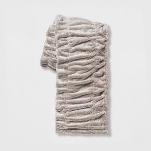 Ruched Faux Fur Throw Blanket Neutral - Threshold