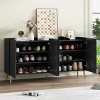 Luxurious Shoe Cabinet With Adjustable Shelves And 5 Metal Legs,Sideboard Cabinet With Gold Lines Doors,Shoe Cabinet For Living Room-Cuddlewood - 3 of 4
