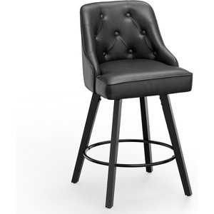 VINGLI 26" H Swivel Barstools, Upholstered Counter Stool with Back, Kitchen High Chairs Counter Height Bar Stools with Cushion - 1 of 4