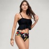 Anna-Kaci Swim Women's Peplum Lace-Up Tankini Top and High Waist Floral Print Bikini Bottom Two-Piece Swimsuit - 3 of 4