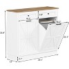 Acekool 20 Gallon Double Tilt-Out Trash Cabinet with Hidden Drawers, Pet-Proof Wood Trash Can and Laundry Hamper for Kitchen & Living Room - 3 of 4
