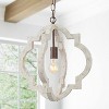 LNC Timeless 1-Light 16" Farmhouse/Rustic Small Lantern Chandelier, Rustic Bronze and Weathered White Wood Tone - 2 of 4