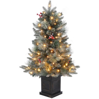 Christmas Tree for Front Door, Christmas Tree with Potted, Xmas Tree with Red Berries, Xmas Tree for Holiday Decor