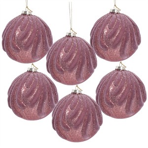 Tramull Set of 6 Glass Christmas Ball Ornaments, 3.9" Glitter Hanging Decor for Holiday Tree & Party Decorations - 1 of 4